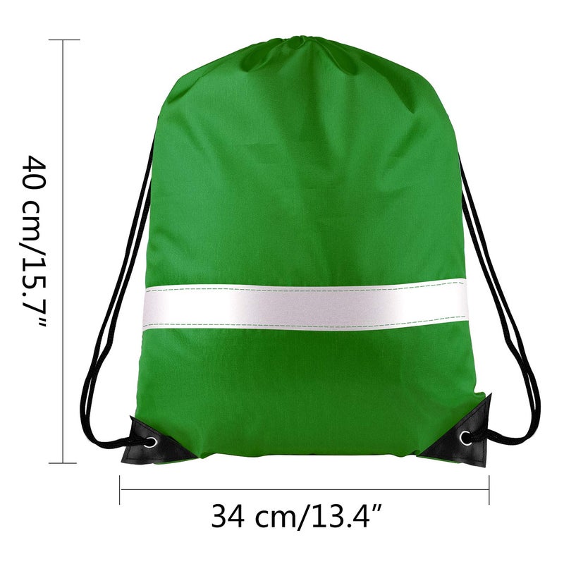 KUUQA 12 Pcs Drawstring Backpack Bag Bulk Reflective Backpack Dark Green String Bags Cinch Sack Backpack for Team Yoga Sport Gym Traveling - Image 2